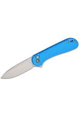 Civivi CIVIVI Knives Button Lock Elementum II Flipper Knife 2.96" Nitro-V Satin Drop Point Blade, Blue Diamond Pattern Aluminum Handles - C18062PD-2