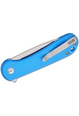 Civivi CIVIVI Knives Button Lock Elementum II Flipper Knife 2.96" Nitro-V Satin Drop Point Blade, Blue Diamond Pattern Aluminum Handles - C18062PD-2