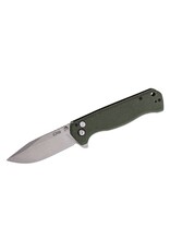 CJRB CJRB Cutlery Chord Flipper Knife 3.47" AR-RPM9 Stonewashed Clip Point Blade, Green Canvas Micarta Handles, Button Lock - J1927-MGN