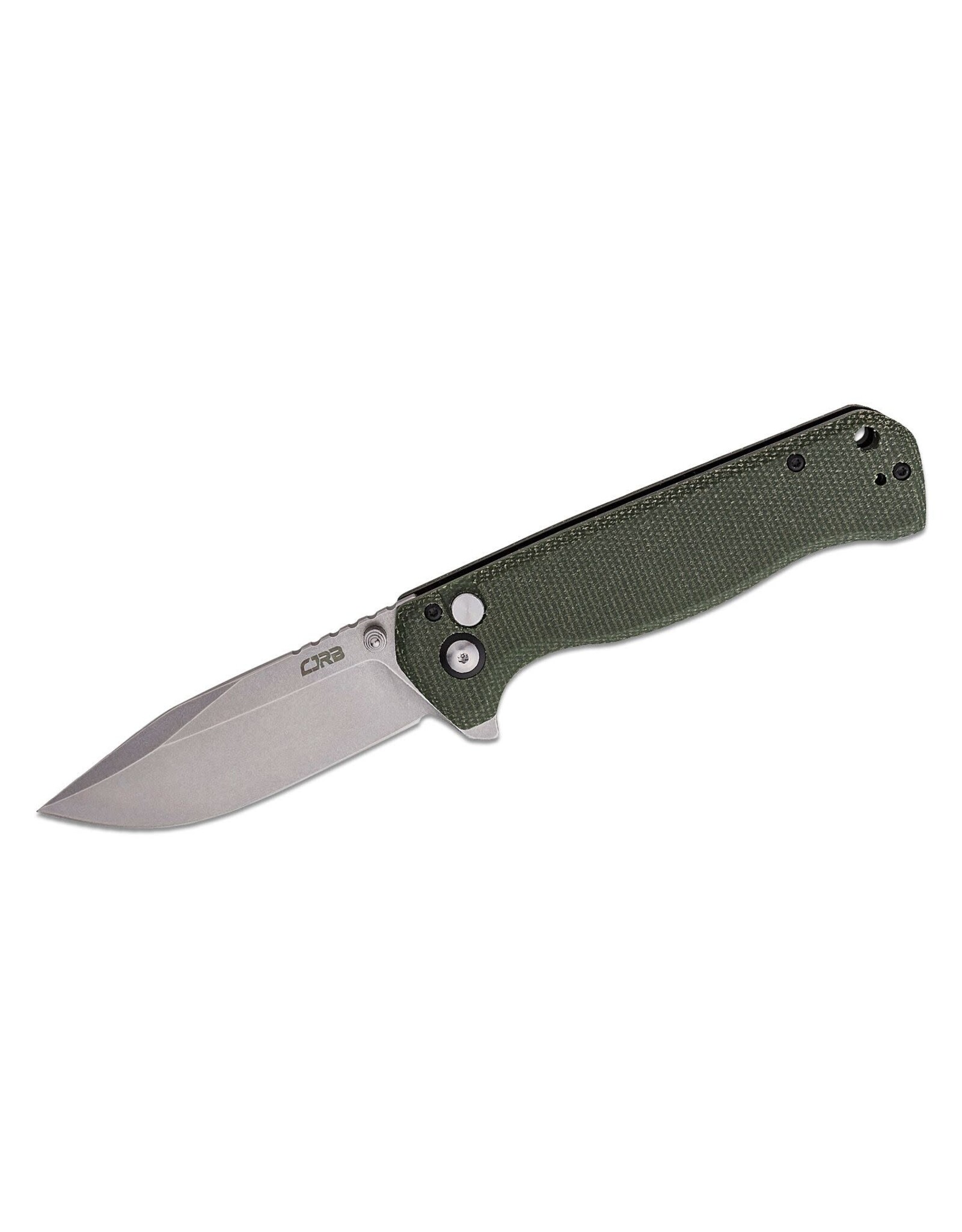 CJRB CJRB Cutlery Chord Flipper Knife 3.47" AR-RPM9 Stonewashed Clip Point Blade, Green Canvas Micarta Handles, Button Lock - J1927-MGN