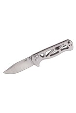 CJRB Cutlery Chord Flipper Knife 3.47" AR-RPM9 Stonewashed Clip Point Blade, Skeletonized Stonewashed Steel Handles, Button Lock - J1927-ST