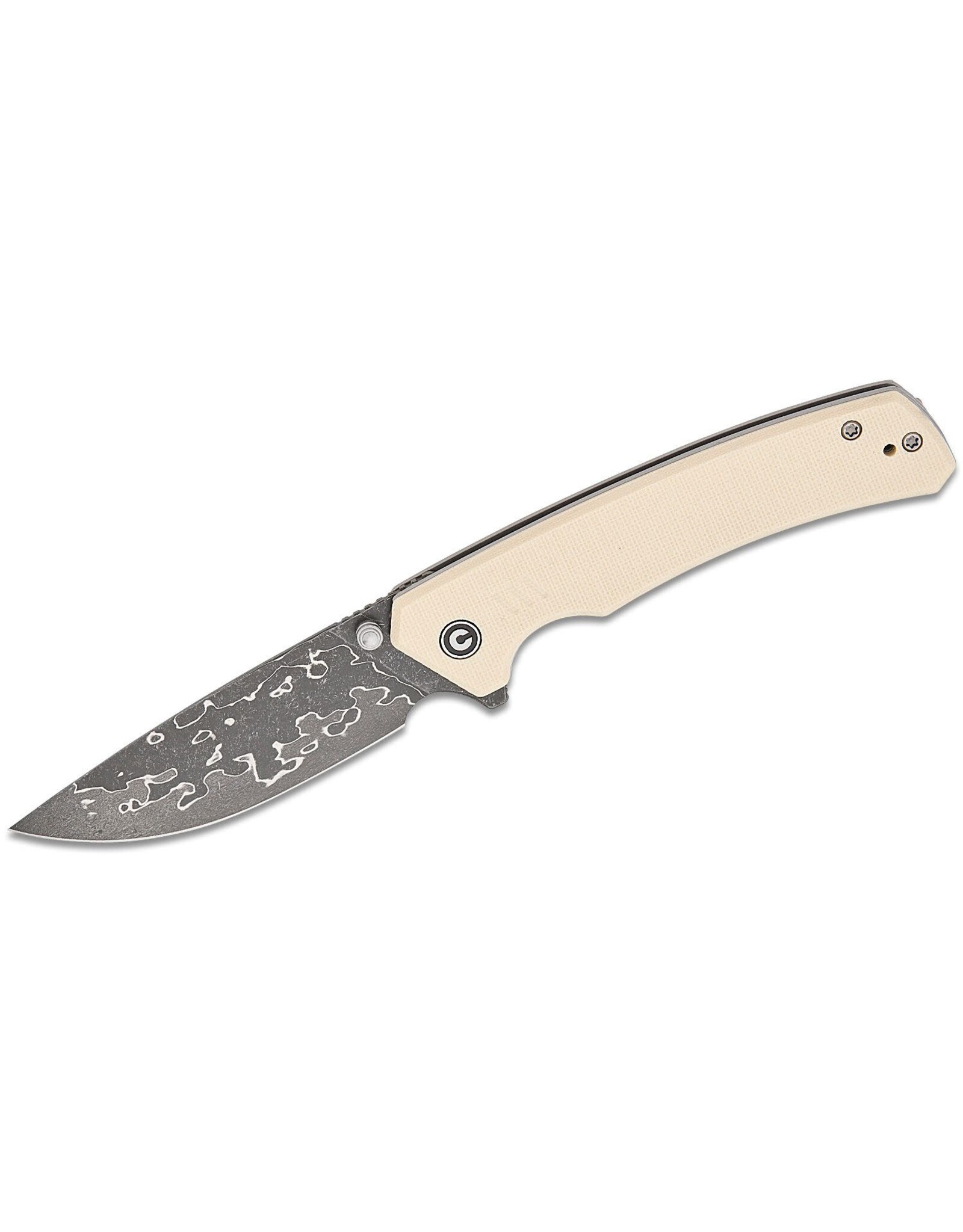 Civivi CIVIVI Knives Merit Liner Lock Flipper Knife 3.28" Damascus Drop Point Blade, Ivory G10 Handles, Reversible Clip - C24012-DS1