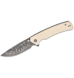 Civivi CIVIVI Knives Merit Liner Lock Flipper Knife 3.28" Damascus Drop Point Blade, Ivory G10 Handles, Reversible Clip - C24012-DS1