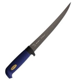 Marttiini Marttiini 9" Black Steel Fillet Blade Knife Blue Textured Rubber Handle 846014TC