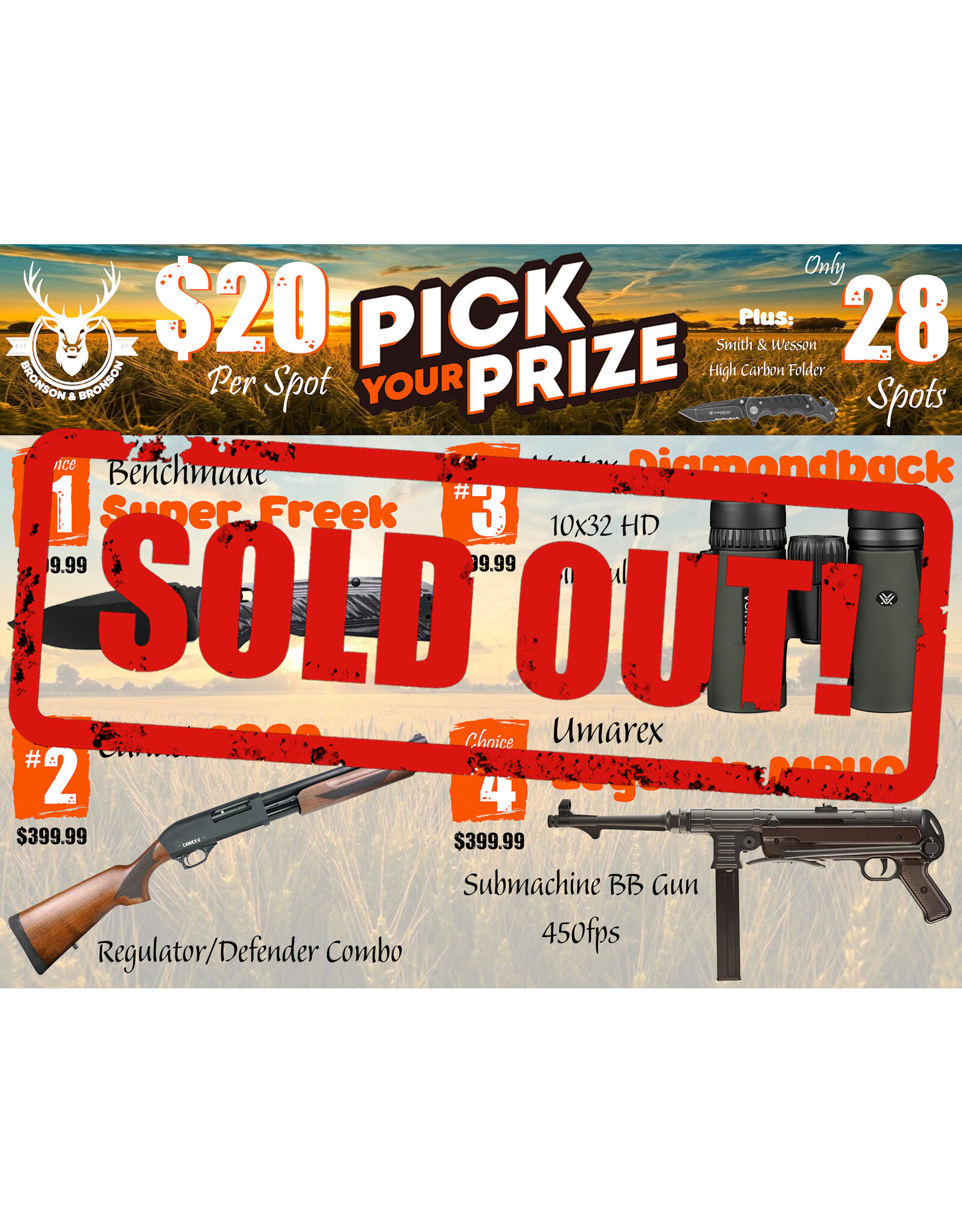 DRAW #1627 - Pick Your Prize - Benchmade, Canuck, Vortex OR Umarex!