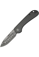 Civivi CIVIVI Knives Elementum Slipjoint Folding Knife 2.96" Damascus Drop Point Blade, Twill Carbon Fiber Handles, Reversible Clip - C18062AJ-DS1