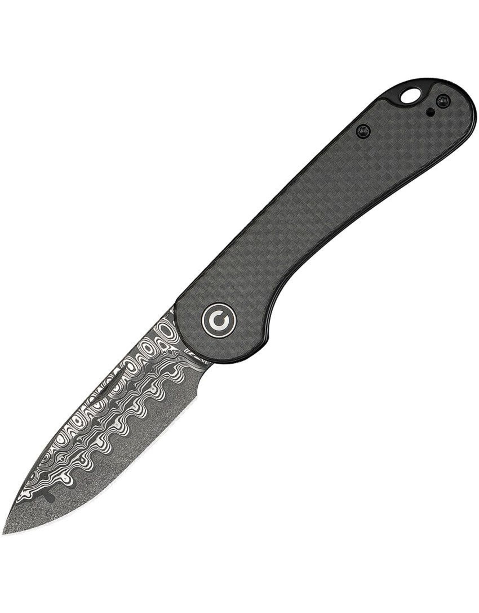 Civivi CIVIVI Knives Elementum Slipjoint Folding Knife 2.96" Damascus Drop Point Blade, Twill Carbon Fiber Handles, Reversible Clip - C18062AJ-DS1
