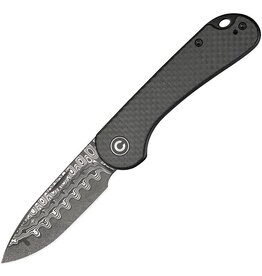 Civivi CIVIVI Knives Elementum Slipjoint Folding Knife 2.96" Damascus Drop Point Blade, Twill Carbon Fiber Handles, Reversible Clip - C18062AJ-DS1