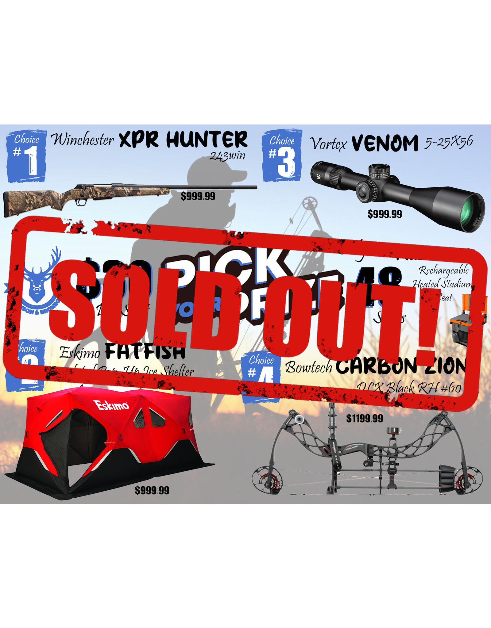 DRAW #1633 - Pick Your Prize - Winchester, Eskimo, Vortex OR Bowtech!