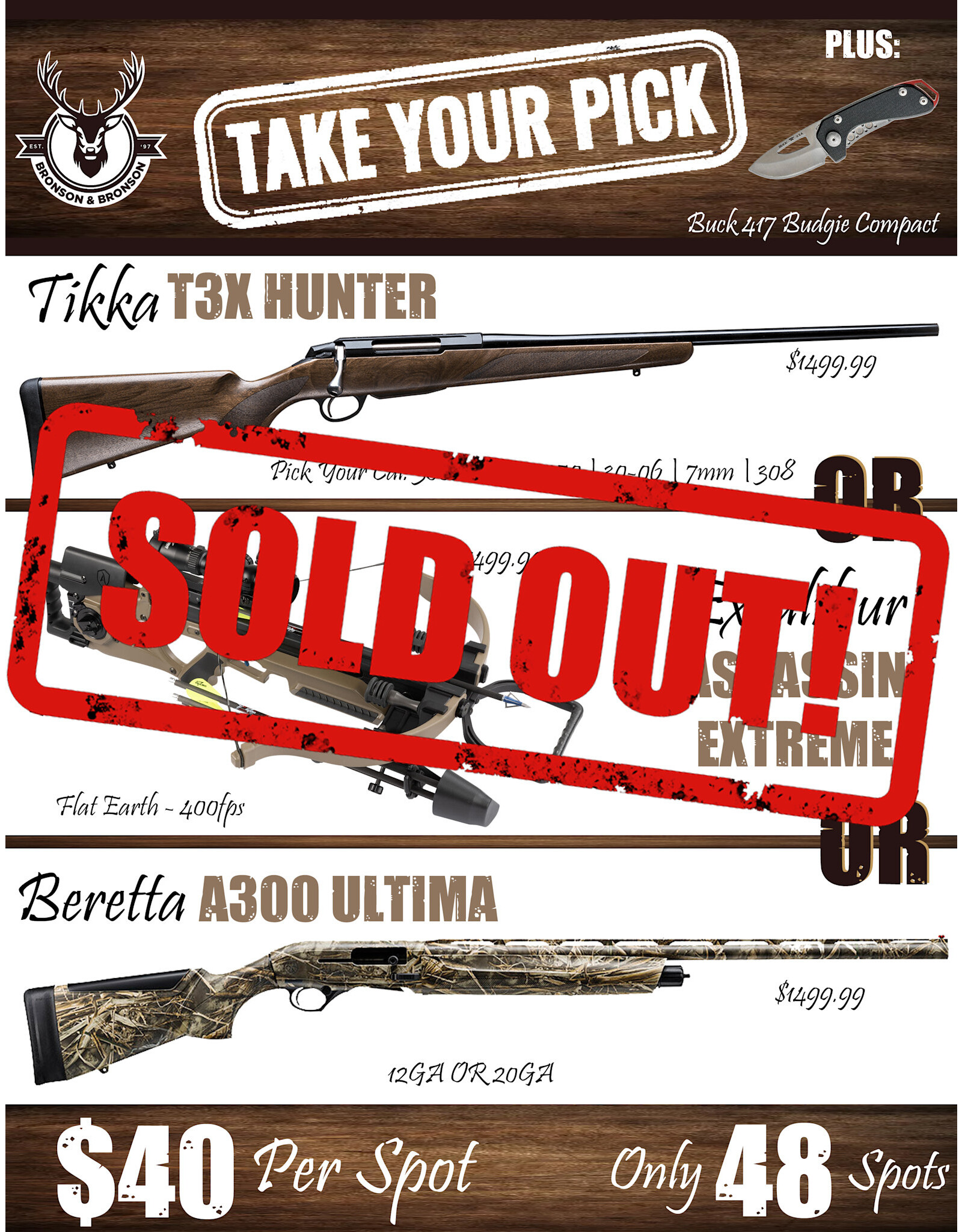 DRAW #1635 - Take Your Pick - Tikka, Excalibur OR Beretta!