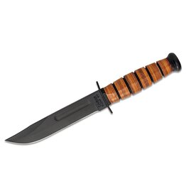 Ka-Bar KA-BAR 1251 Short USA Fighting Knife 5.25" Plain Blade, Leather Handles, Leather Sheath