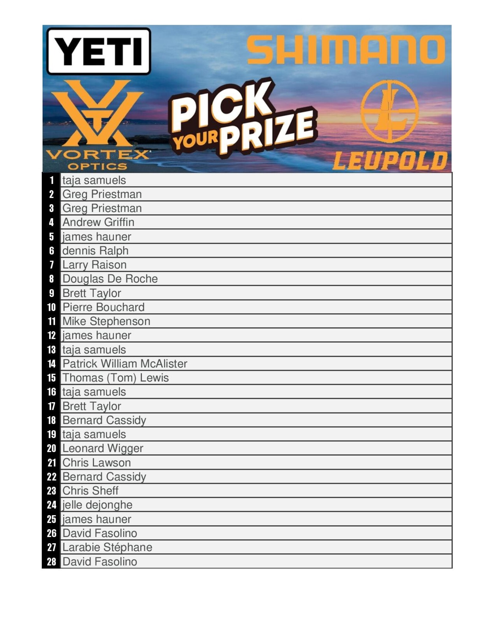 DRAW #1638 - Pick Your Prize - Shimano, Yeti, Leupold OR Vortex!