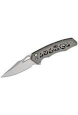 Civivi CIVIVI Knives Anaaki Button Lock Flipper Knife 2.98" Nitro-V Satin Clip Point Blade, Gray Skeletonized Aluminum Handles, Reversible Clip - C24039-2