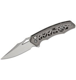 Civivi CIVIVI Knives Anaaki Button Lock Flipper Knife 2.98" Nitro-V Satin Clip Point Blade, Gray Skeletonized Aluminum Handles, Reversible Clip - C24039-2