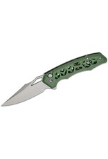 Civivi CIVIVI Knives Anaaki Button Lock Flipper Knife 2.98" Nitro-V Satin Clip Point Blade, Green Skeletonized Aluminum Handles, Reversible Clip - C24039-3