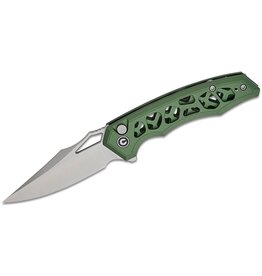 Civivi CIVIVI Knives Anaaki Button Lock Flipper Knife 2.98" Nitro-V Satin Clip Point Blade, Green Skeletonized Aluminum Handles, Reversible Clip - C24039-3