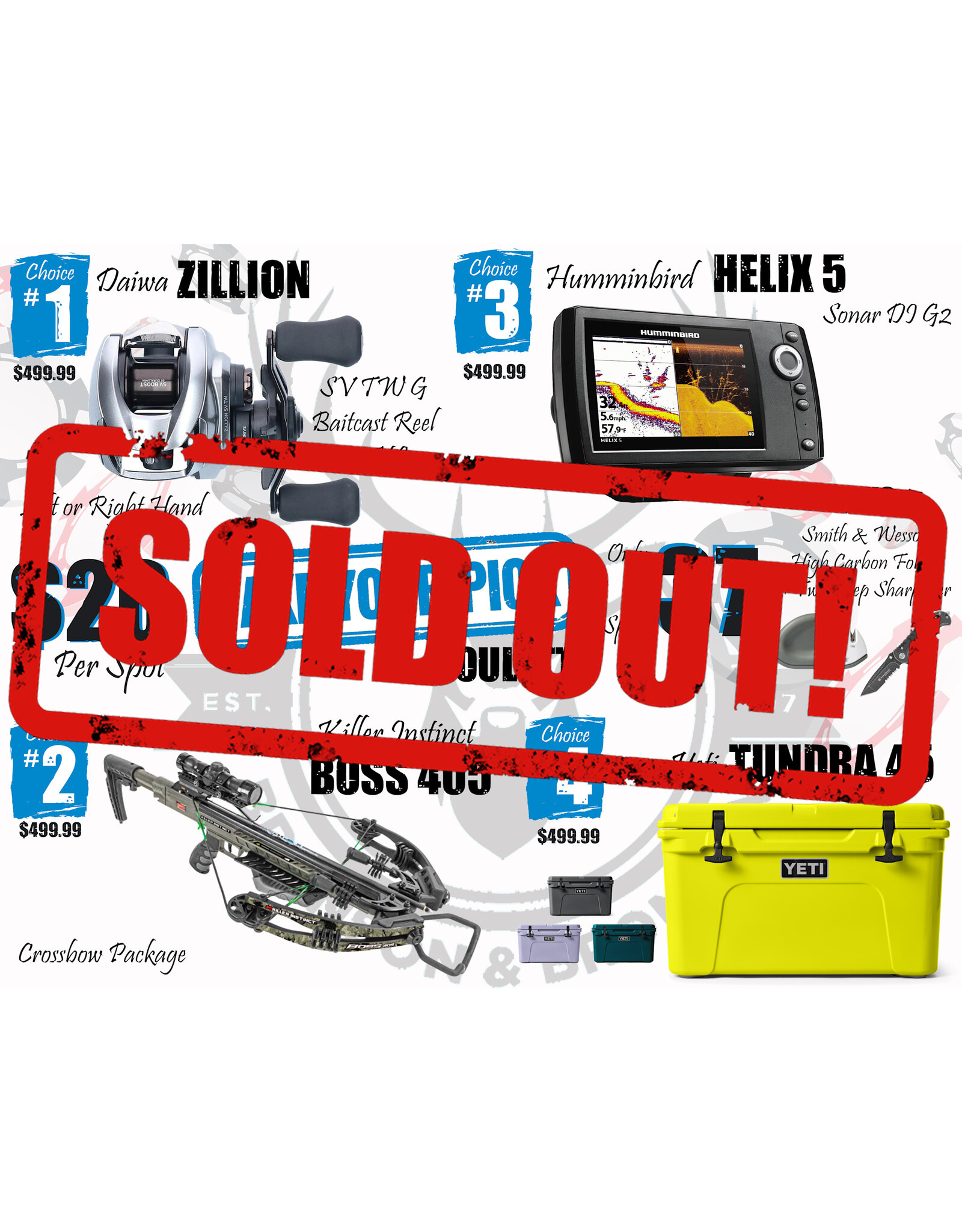 DRAW #1642 - Take Your Pick - Daiwa, Killer Instinct, Humminbird OR Yeti!