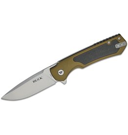 Buck Knives Buck 0714GRS Stinger Frame Lock Flipper Knife 3" D2 Satin Drop Point Blade, Green Aluminum and Steel Handle and Carbon Fiber Inlay - 14162