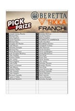 DRAW #1640 - Pick Your Prize - Beretta, Franchi OR Tikka!