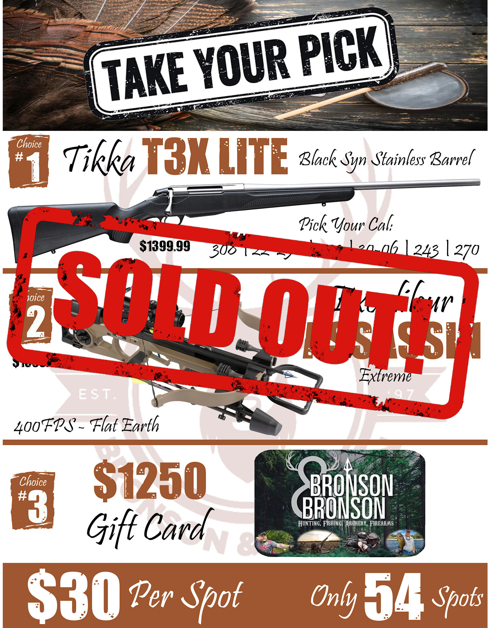 DRAW #1643 - Take Your Pick - Tikka, Excalibur OR Gift Card!
