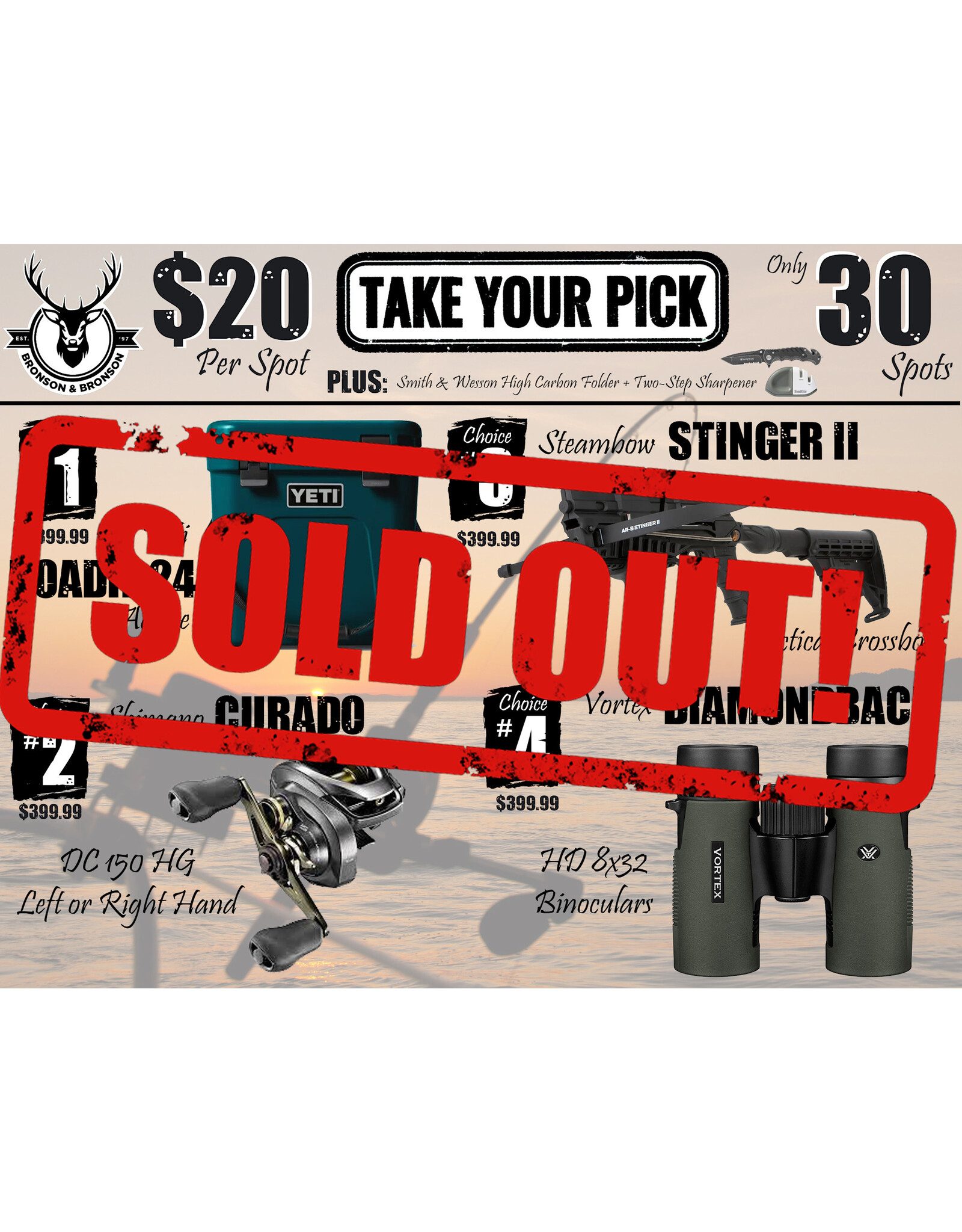 DRAW #1645 - Take Your Pick - Yeti, Shimano, Steambow OR Vortex!