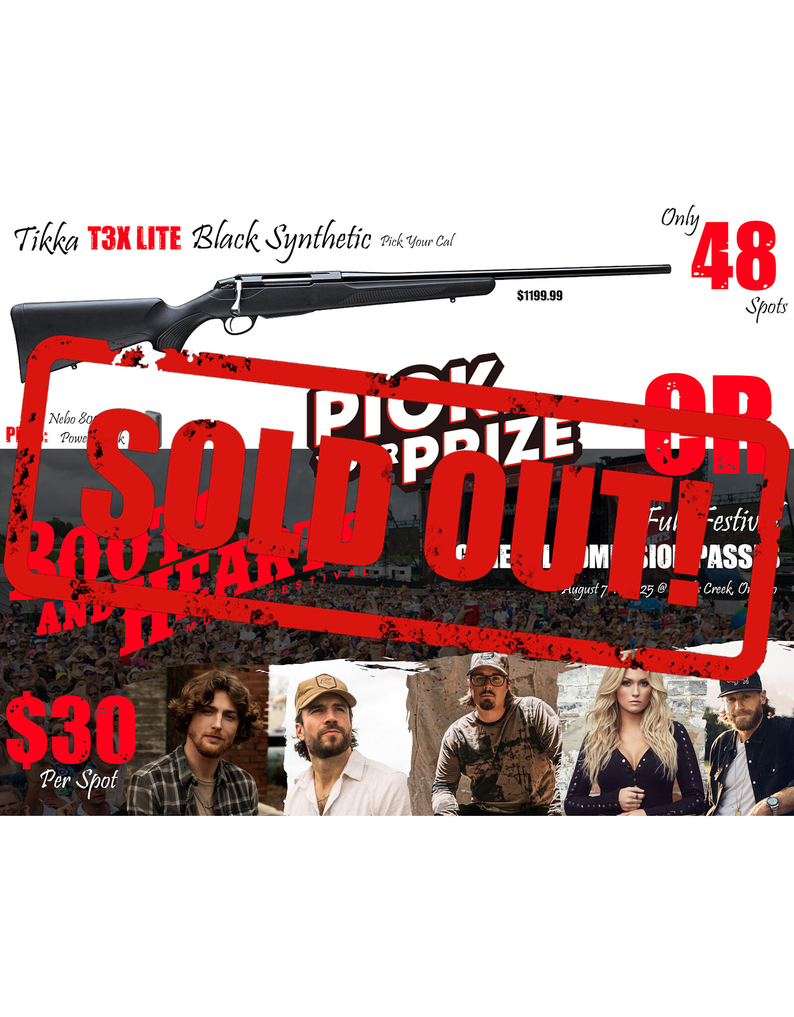 DRAW #1651 - Pick Your Prize - TIKKA or BOOTS & HEARTS TICKETS!!