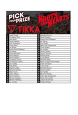 DRAW #1651 - Pick Your Prize - TIKKA or BOOTS & HEARTS TICKETS!!