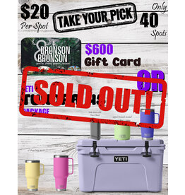 DRAW #1656 - Take Your Pick - Gift Card OR Yeti Tundra 45 Package!