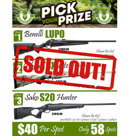 DRAW #1655 - Pick Your Prize - Benelli, Tikka OR Sako!