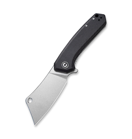 CIVIVI Knives C2011C Mini Mastodon Flipper Knife 2.97" 9Cr18MoV Stonewashed Cleaver Blade, Black G10 Handles, Liner Lock