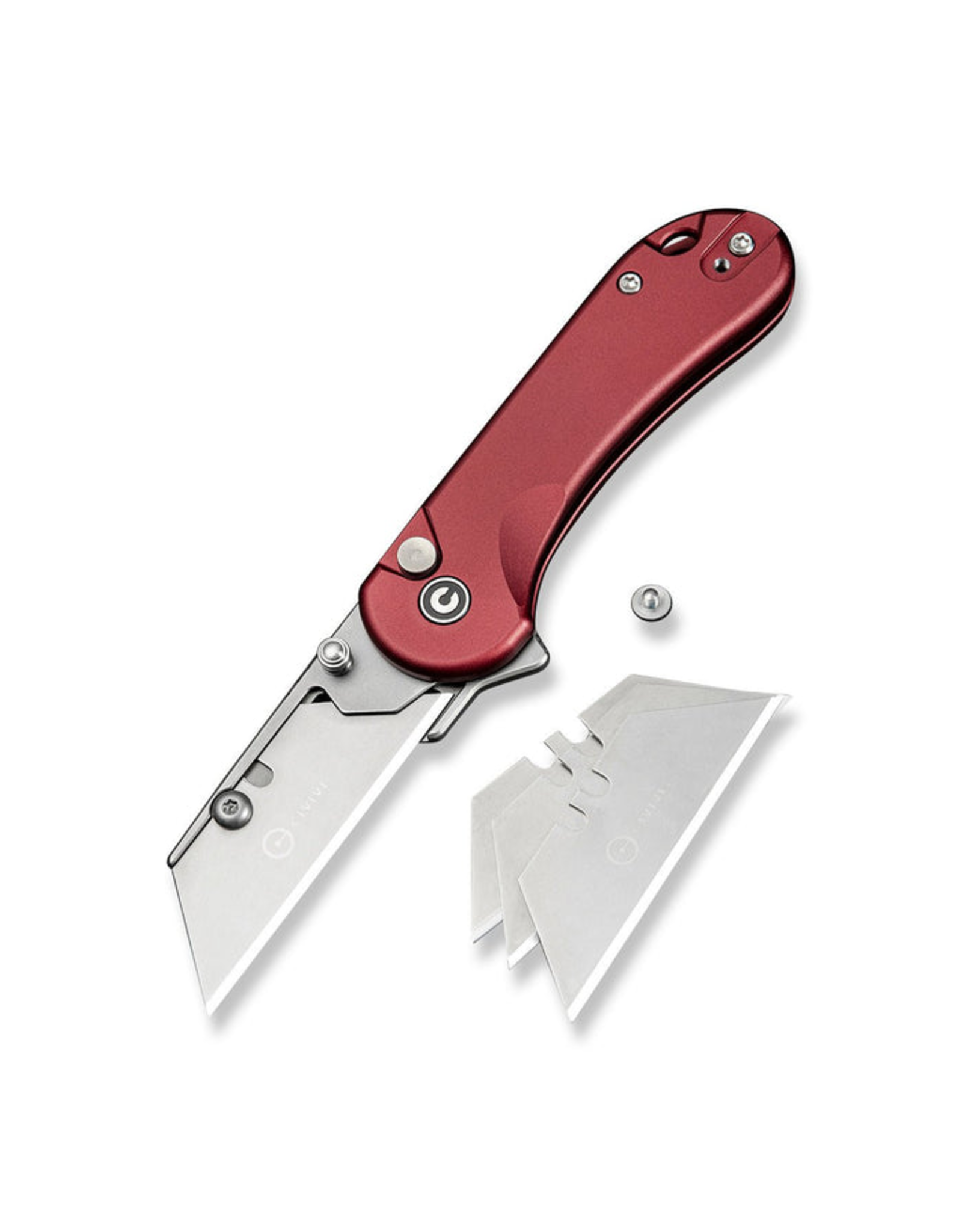 Civivi CIVIVI Knives Elementum Utility Button Lock Flipper Knife 2.26" 6Cr Replaceable Utility Blade, Burgundy Aluminum Handles, Reversible Clip - C23039B-5
