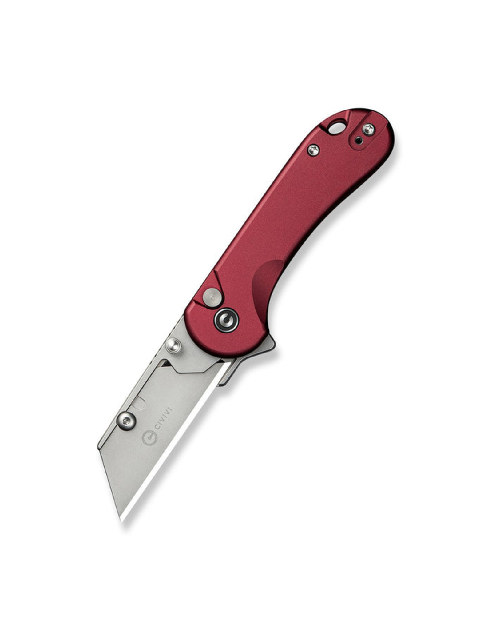 Civivi CIVIVI Knives Elementum Utility Button Lock Flipper Knife 2.26" 6Cr Replaceable Utility Blade, Burgundy Aluminum Handles, Reversible Clip - C23039B-5