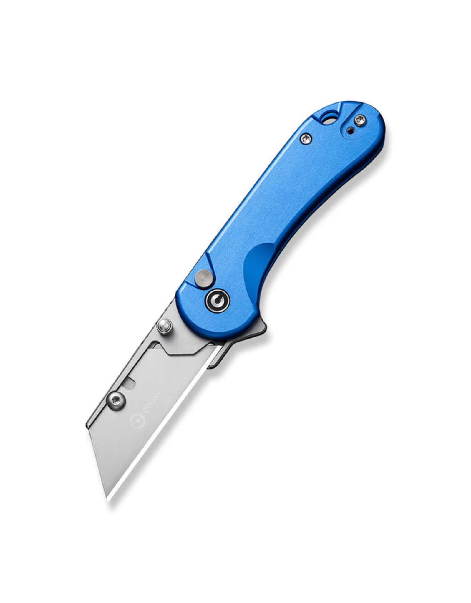 Civivi CIVIVI Knives Elementum Utility Button Lock Flipper Knife 2.26" 6Cr Replaceable Utility Blade, Blue Aluminum Handles, Reversible Clip - C23039B-2