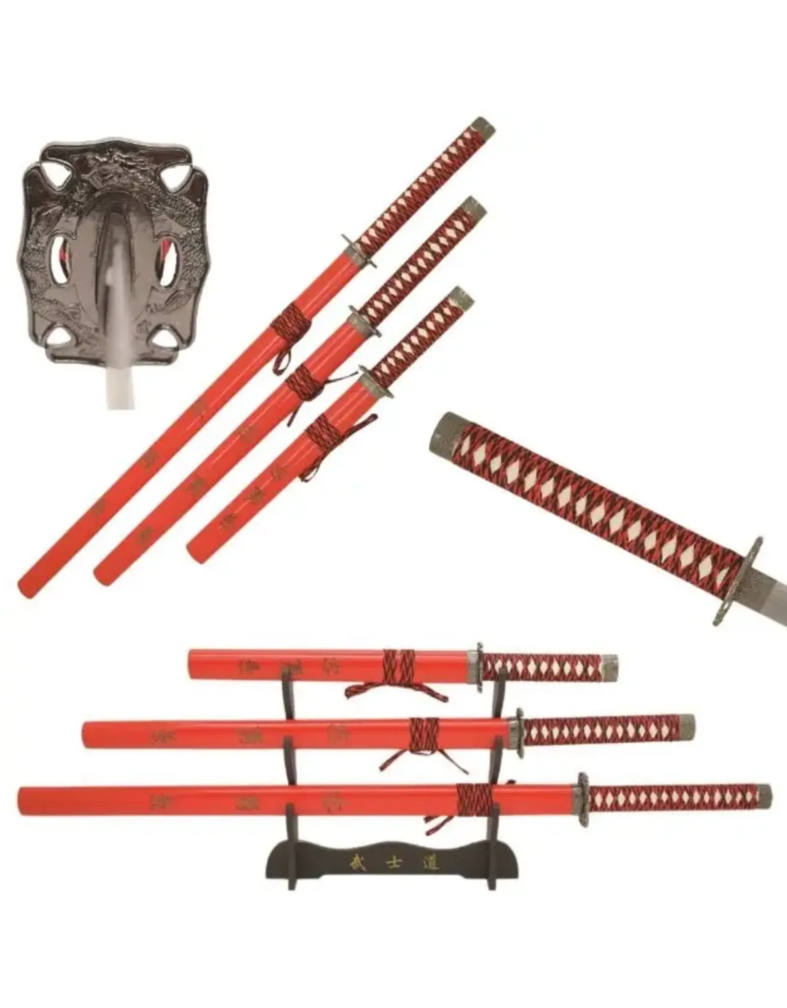 snake eye Snake Eye Tactical- 3 Piece Sword Set with Display Stand - SE-58LRD4