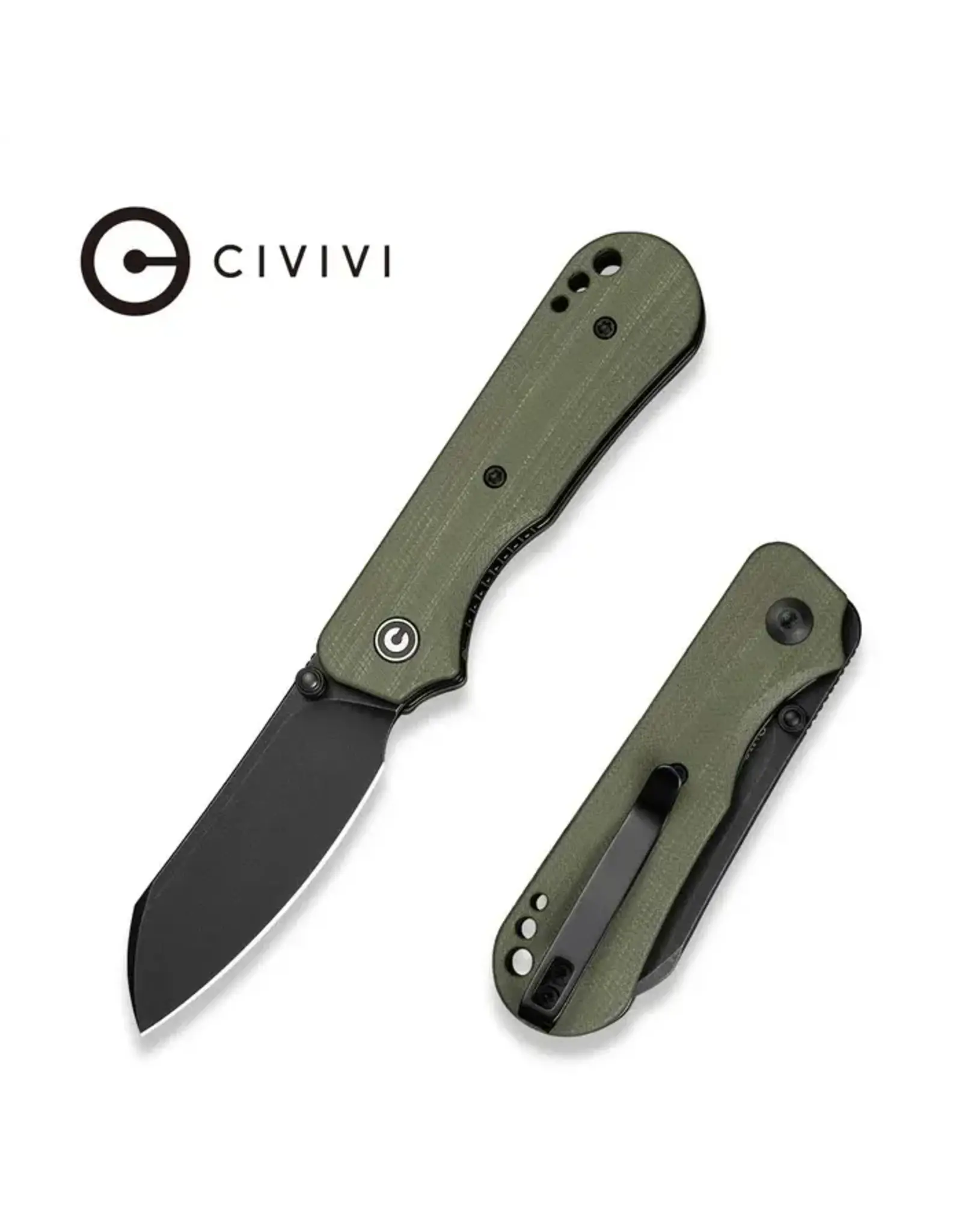 Civivi CIVIVI Crabby Thumb Stud Knife G10 Handle - OD Green (2.7" 14C28N Blade) C24055-1