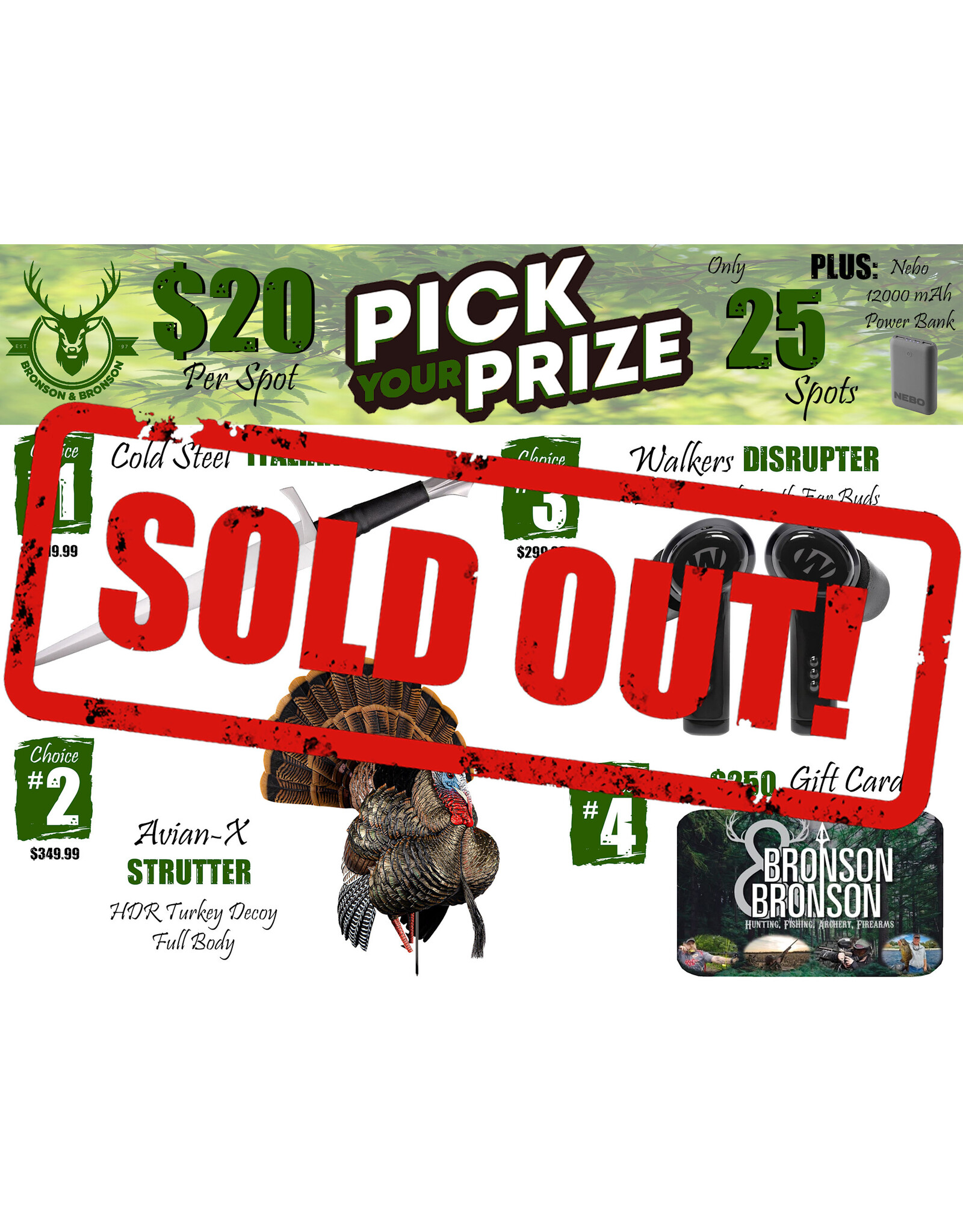 DRAW #1666 - Pick Your Prize - Cold Steel, Avian-X, Walkers OR Gift Card!