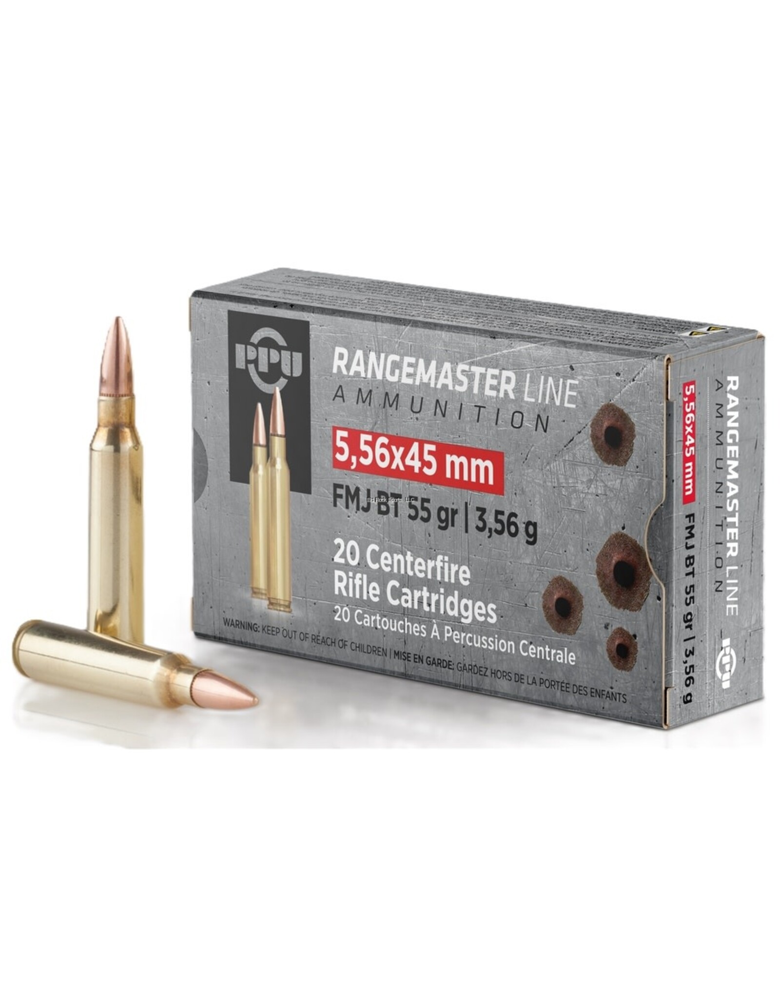 PPU PPU PPRM5561 Rangemaster Rifle Ammo 5.56x45 FMJBT, 55 Gr, 20 Rnd