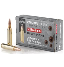 PPU PPU PPRM5561 Rangemaster Rifle Ammo 5.56x45 FMJBT, 55 Gr, 20 Rnd