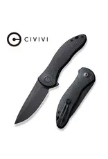 Civivi CIVIVI Knives Jim O'Young Synergy 3 Flipper Knife 3.24" Nitro-V Black Stonewashed Drop Point Blade, 3D Black G10 Handles, Liner Lock - C20075D-1
