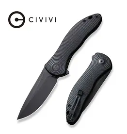 Civivi CIVIVI Knives Jim O'Young Synergy 3 Flipper Knife 3.24" Nitro-V Black Stonewashed Drop Point Blade, 3D Black G10 Handles, Liner Lock - C20075D-1