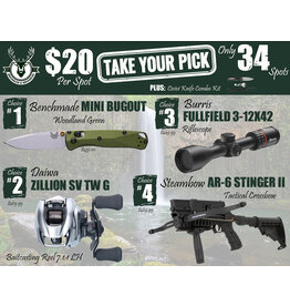 DRAW #1687 - Take Your Pick - Benchmade, Daiwa, Burris OR Steambow!