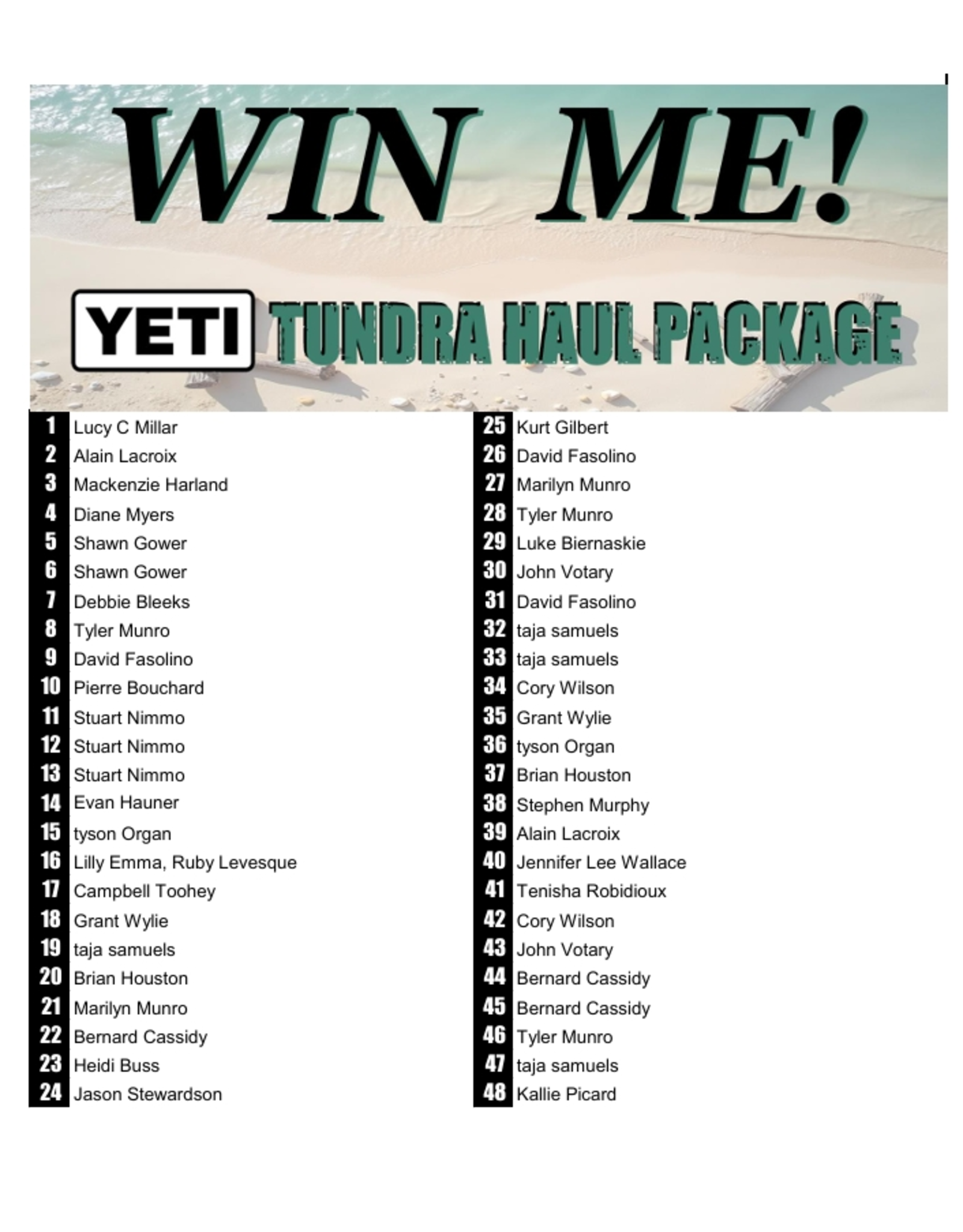 DRAW #1681 - WIN ME - YETI TUNDRA HAUL PACKAGE!
