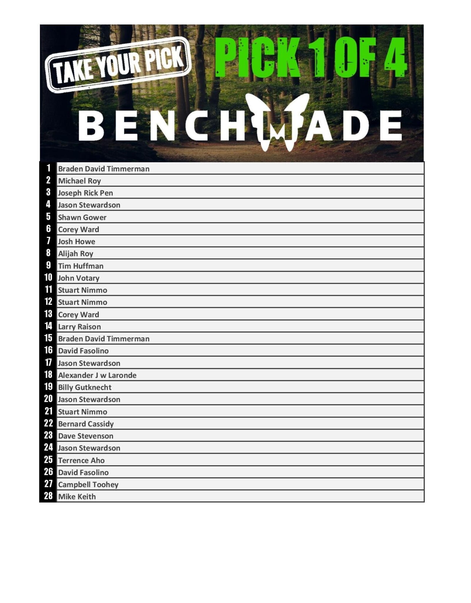 DRAW #1684 - Take Your Pick - Pick A Benchmade!