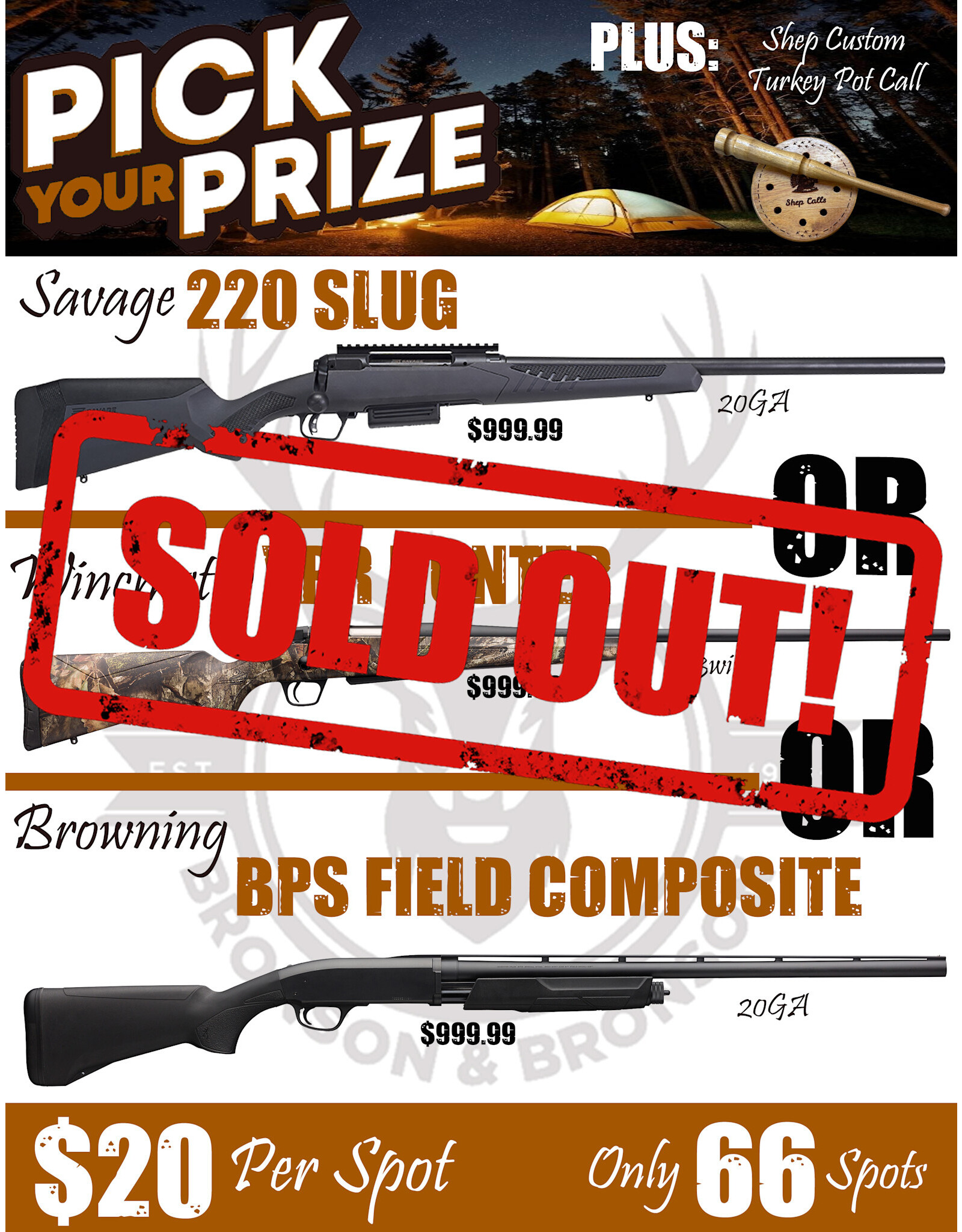 DRAW #1683 - Pick Your Prize - Savage, Winchester OR Browning!