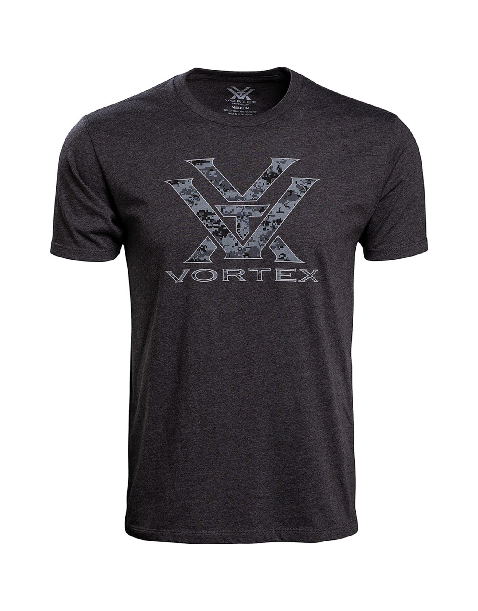 Vortex Vortex Men's T-Shirt: Charcoal Heather Camo Logo VT-120-15-CHHXL