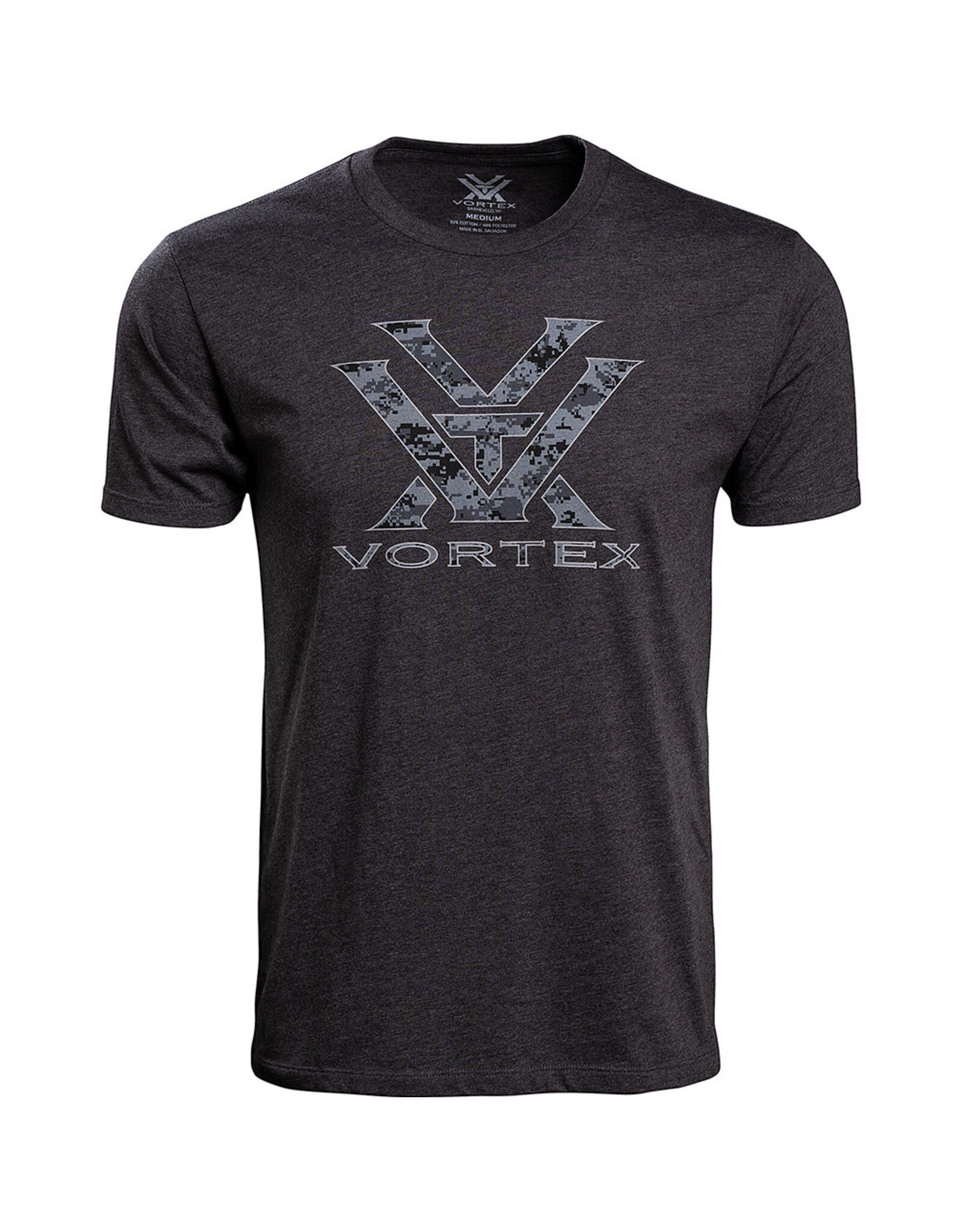 Vortex Vortex Men's T-Shirt: Charcoal Heather Camo Logo VT-120-15-CHHXL