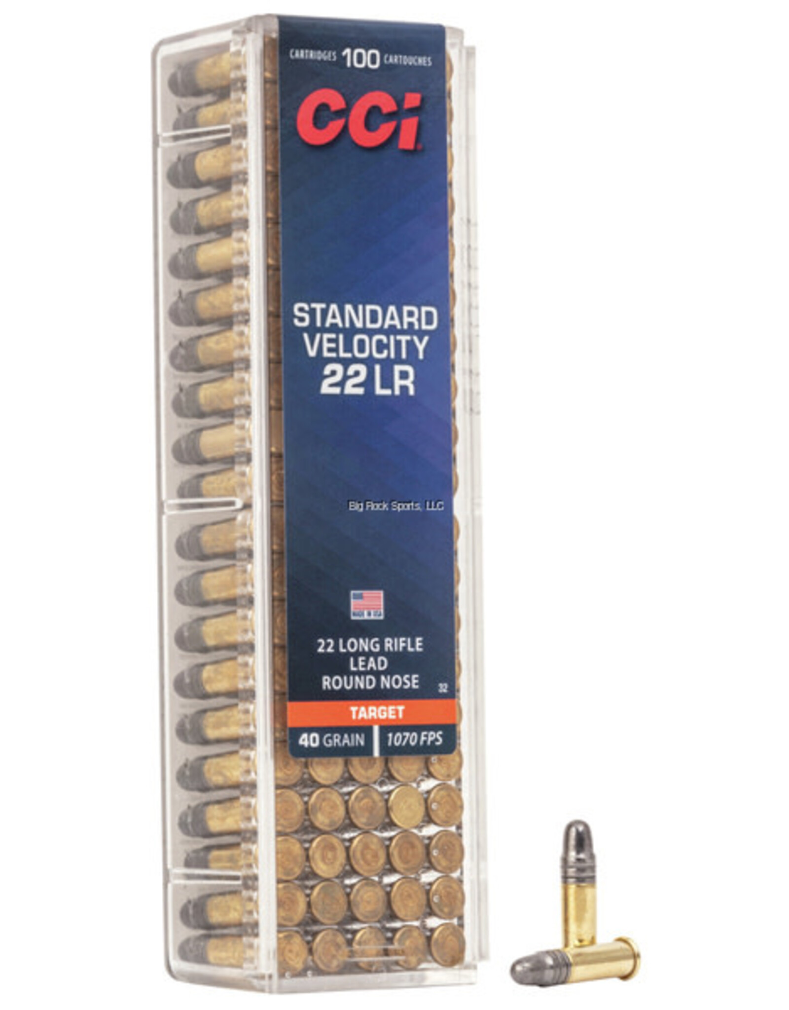 CCI CCI 0032 Standard Velocity Rimfire Ammo 22 LR, LRN, 40 Grains, 1070 fps, 100 Rounds, Boxed