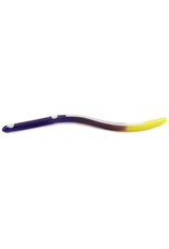 Kellys Kellys FT103-P/YT Fire Tail Pre-Rigged Plastic Worm, 5 1/2", 3 #6 Hooks, Purple/Yellow Firetail