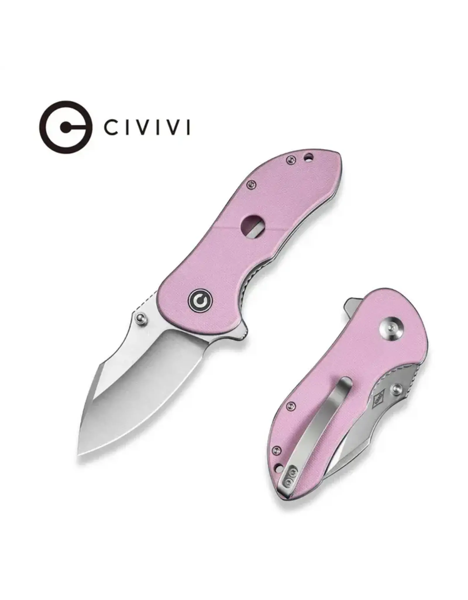 Civivi CIVIVI Knives Peter Carey Gordo Flipper Knife 2.51" D2 Satin Drop Point Blade, Powder Pink G10 Handles, Liner Lock - C22018C-4