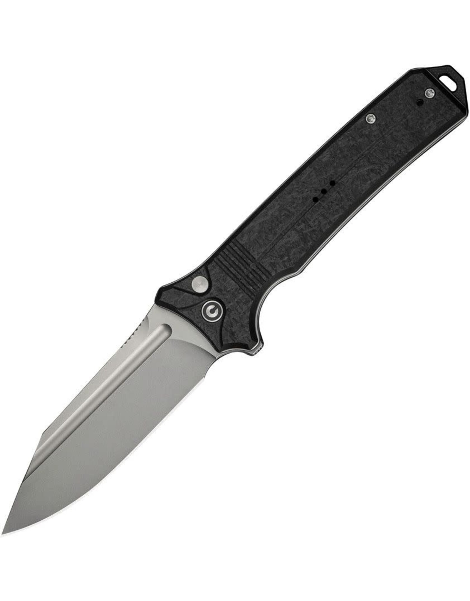 Civivi CIVIVI Knives Neurohaptic Button Lock Flipper Knife 3.74" Nitro-V Stonewashed Clip Point Blade, Milled Black Shredded G10 Handles, Reversible Clip - C23080-2